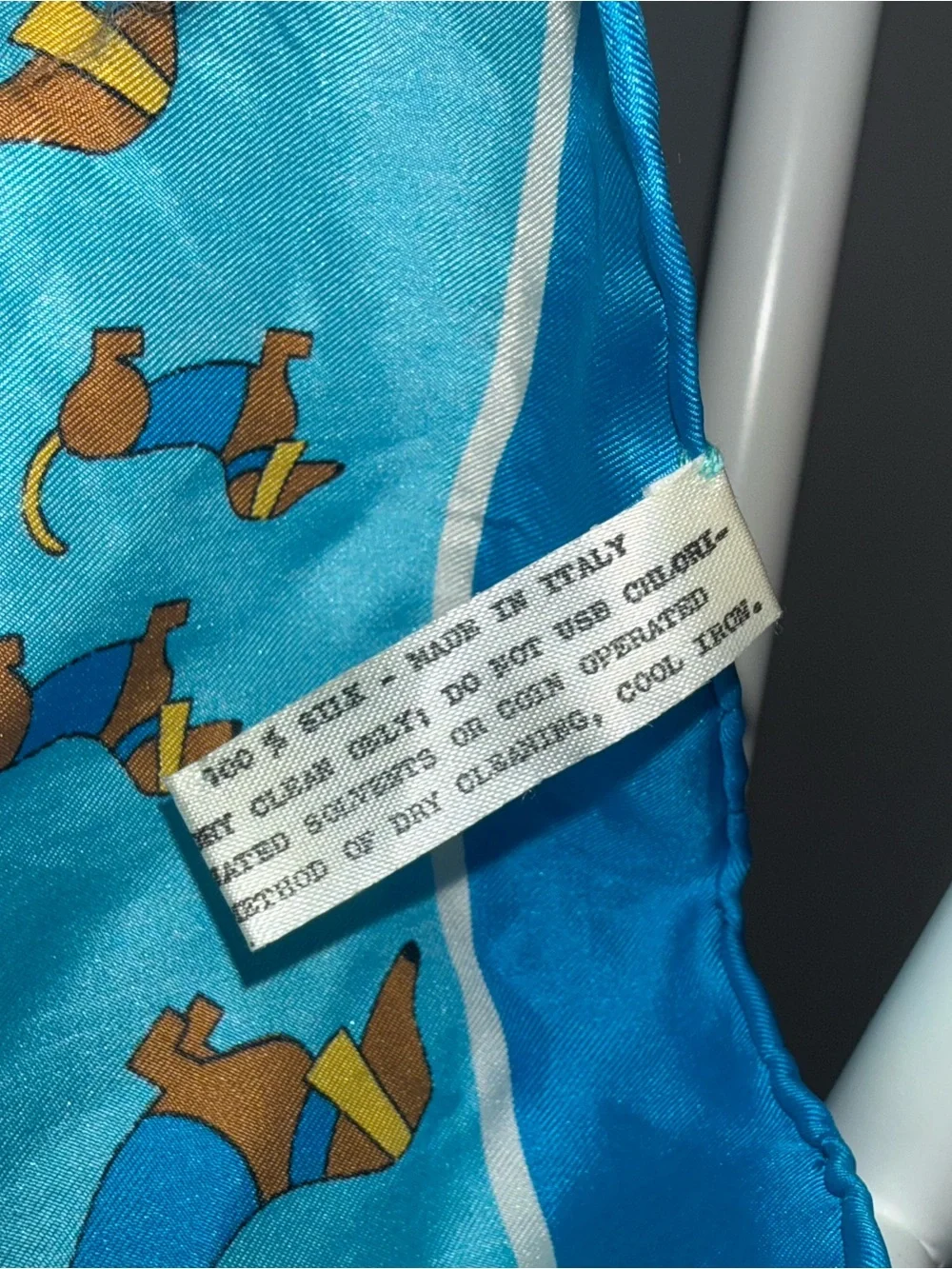 Blue Silk Scarf with Horse Print